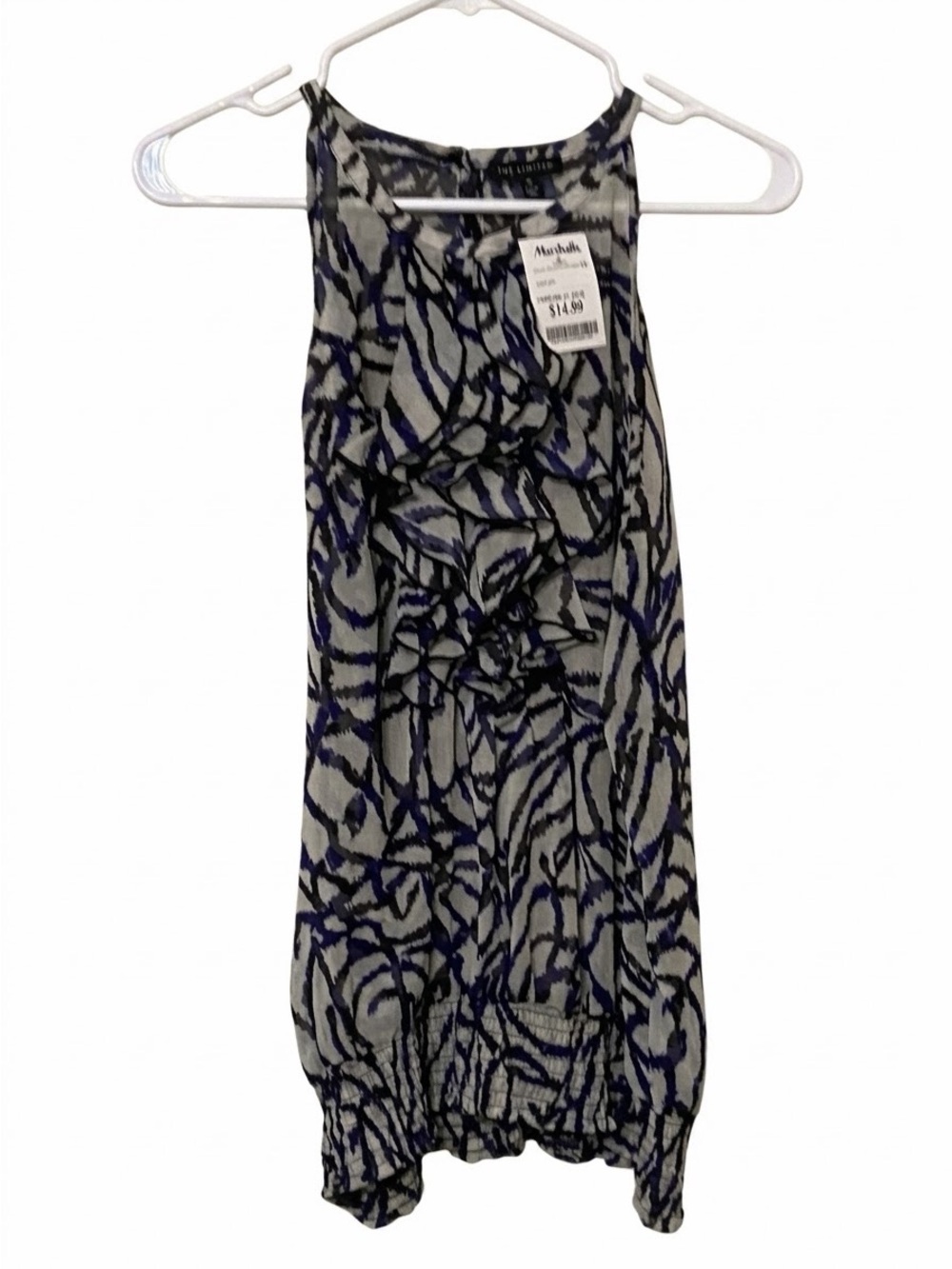 The Limited purple & black Ruffled Halter Blouse
